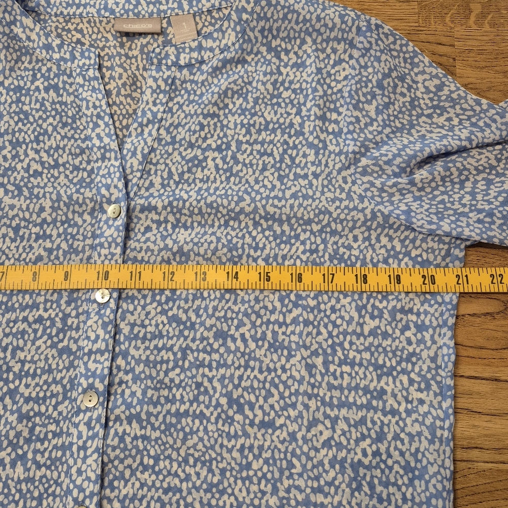 Chico's Semi Sheer 3/4 Sleeve Button Blouse - Picture 6 of 8